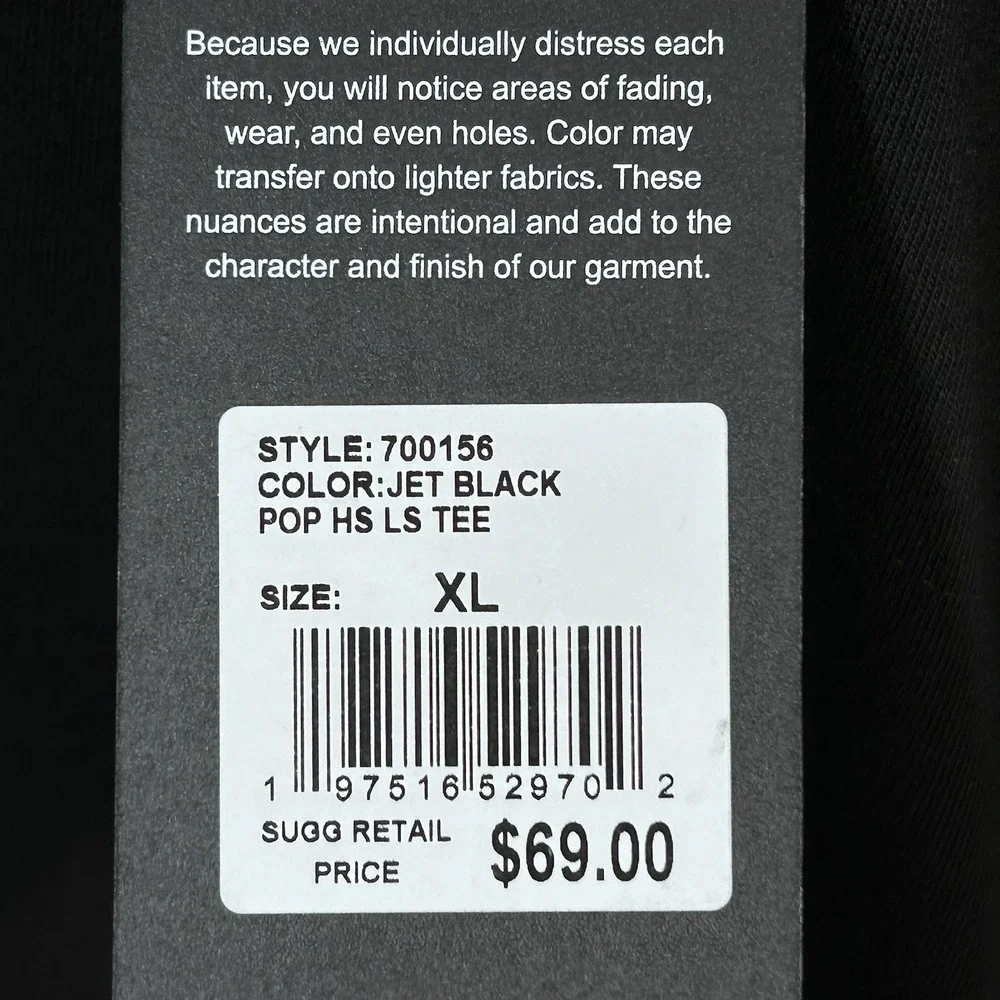 True Religion Men's Pop Horse Shoe Logo Long Sleeve Tee Size XL‎ Black Crew Neck